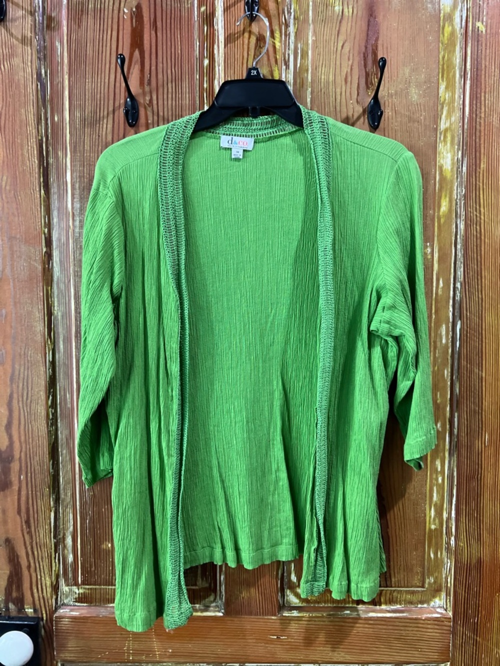 Women's Open-Front Bright Green Cardigan by D&CO